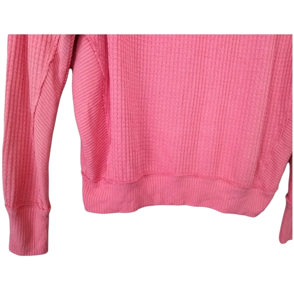We the Free People Womens Pink Santa Clara Waffle Oversized Thermal Knit Top XS - Picture 4 of 12